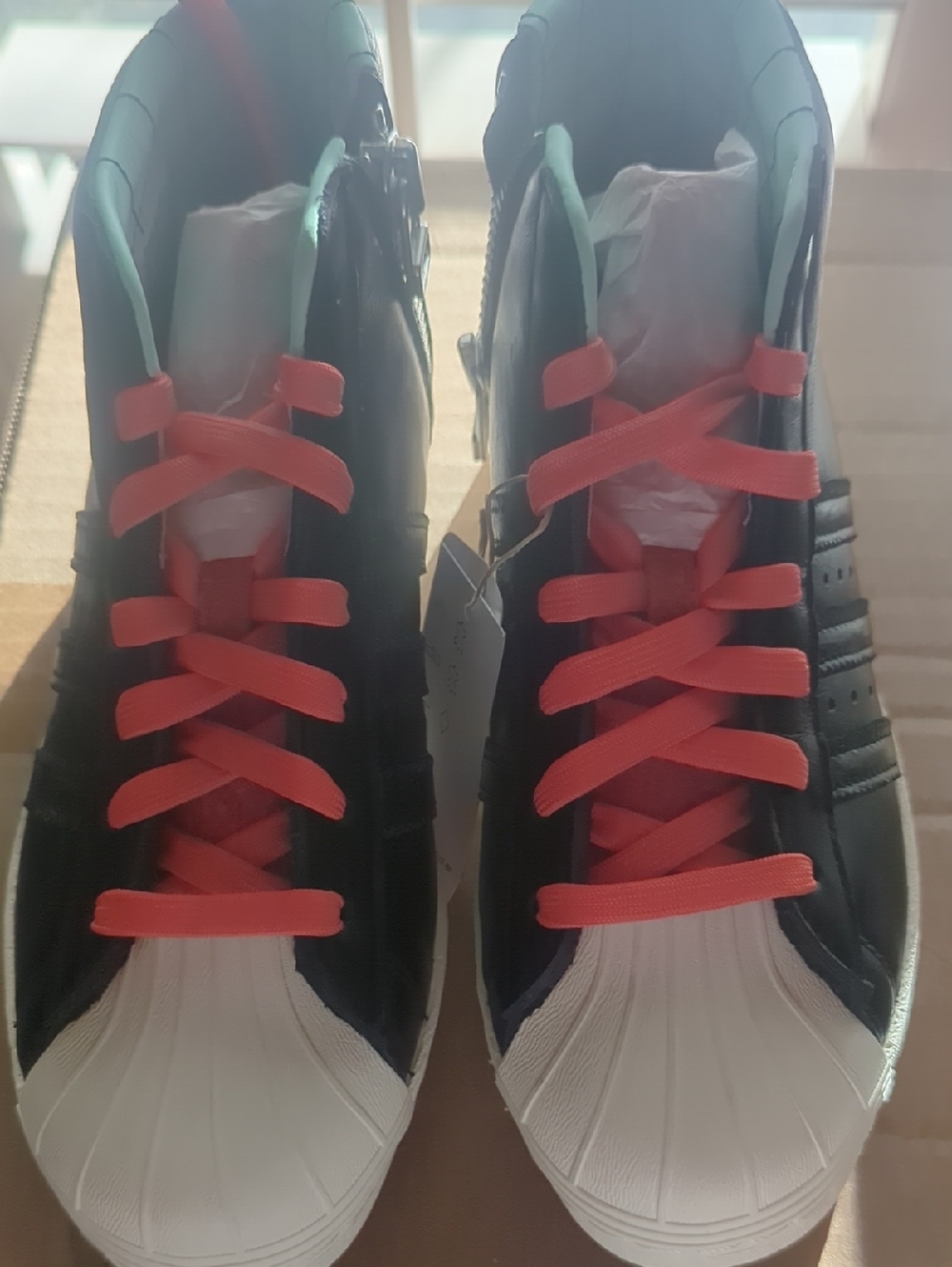 adidas Kids Black Sneakers with White Toecaps and Red Laces